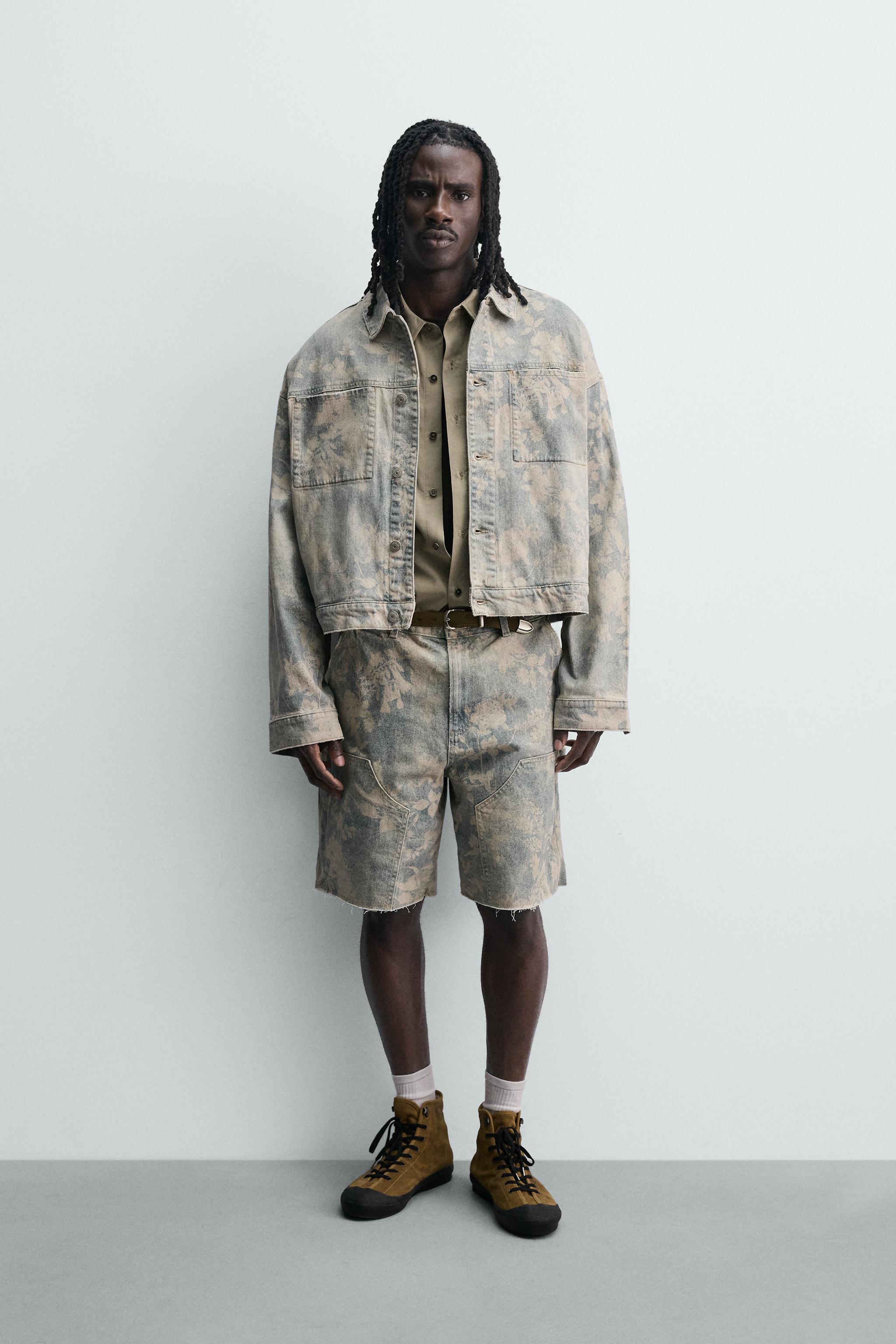 BLOUSON COURT EN DENIM À IMPRIMÉ FLORAL